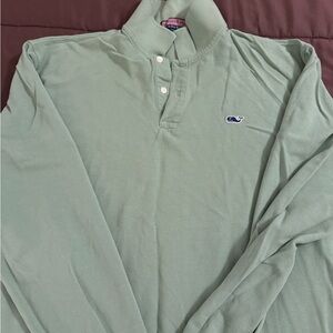 Vineyard Vines Men's Sage Green Long Sleeve Polo Shirt